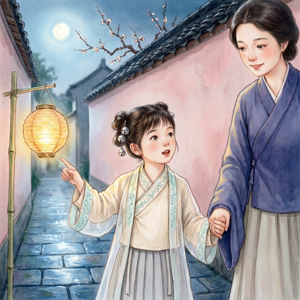 小女孩和妈妈经过小巷口发现亮亮