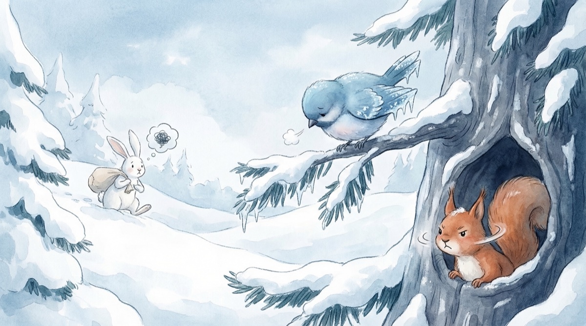 小兔子来向松松借坚果