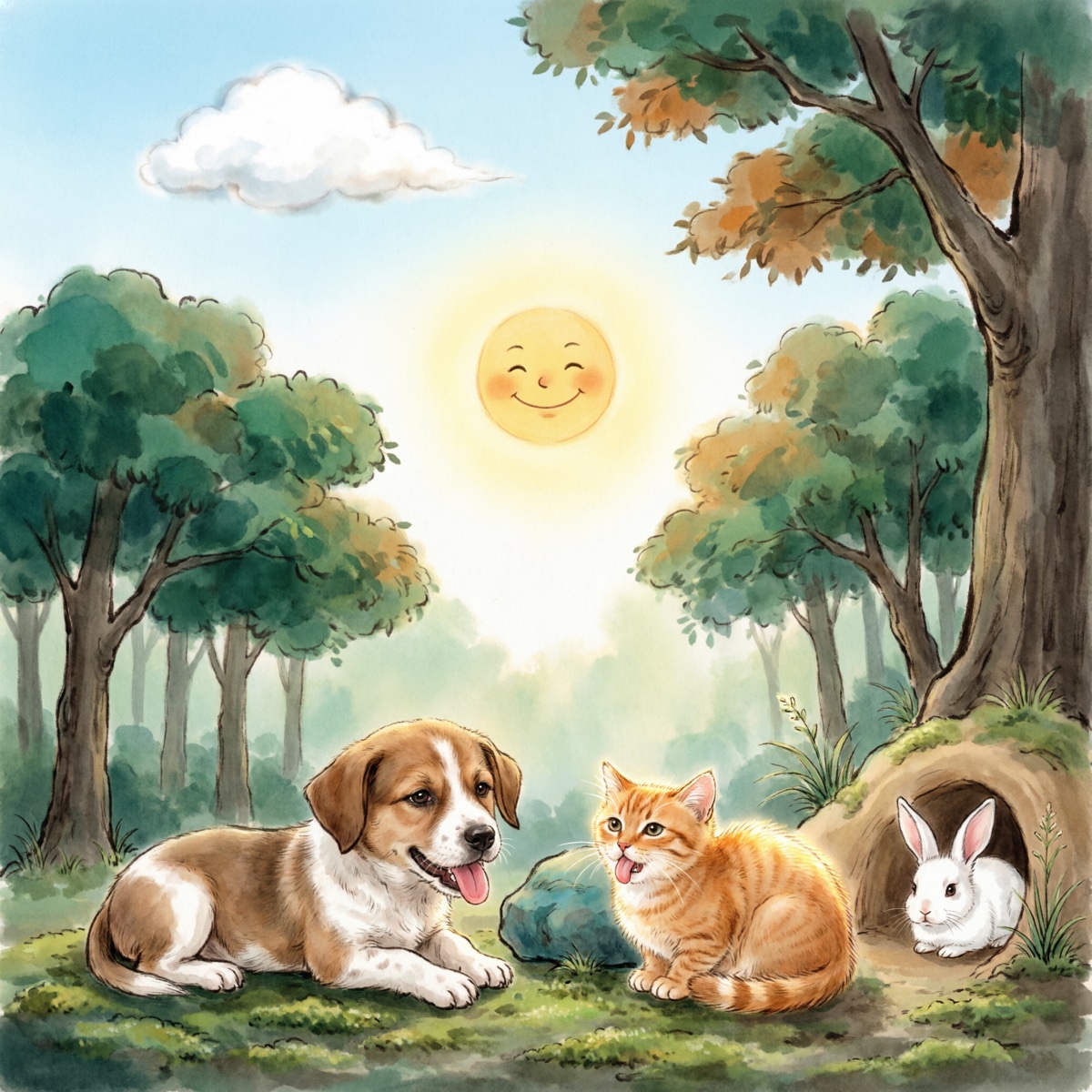 地上的小动物热得喘不过气