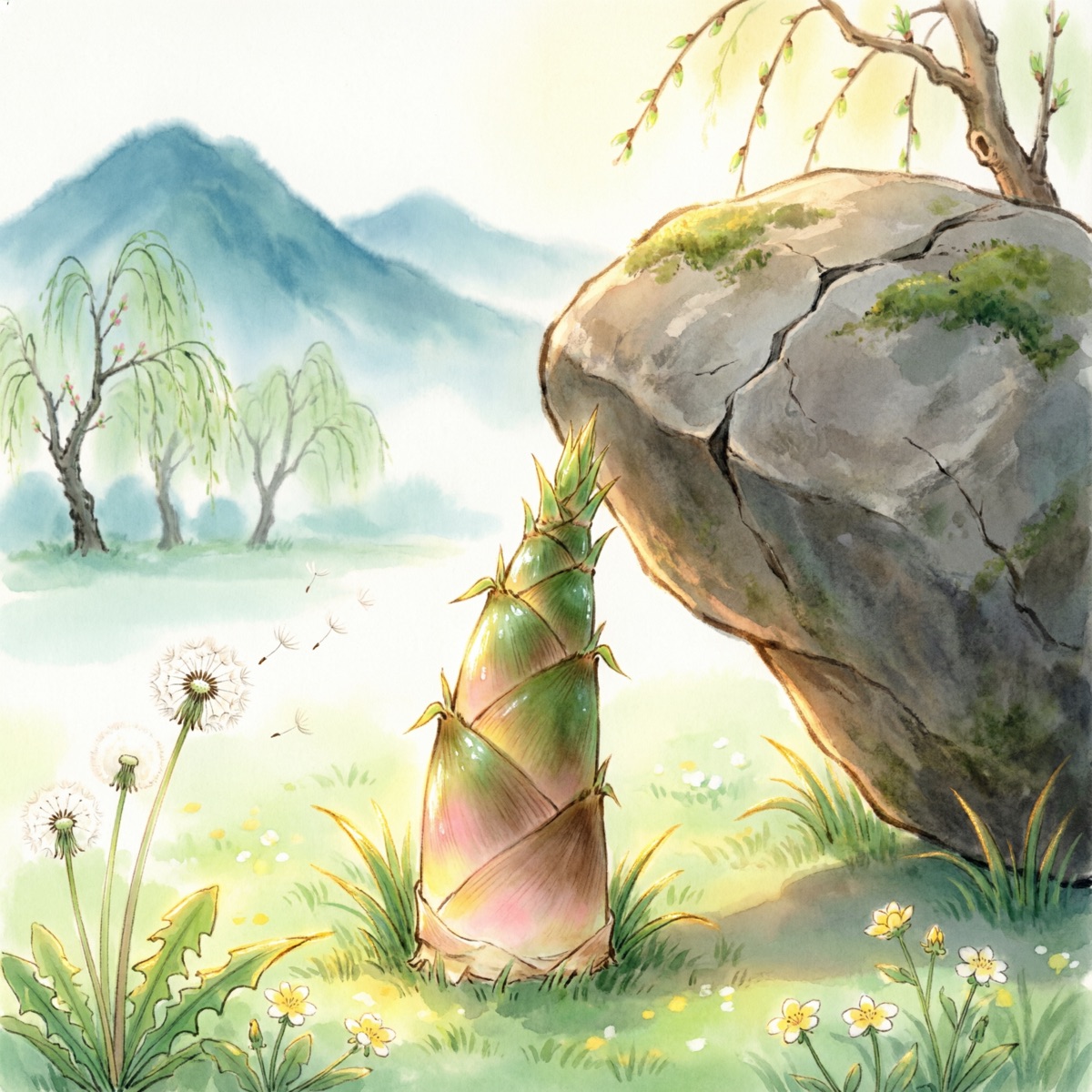 笋笋顶着石头努力生长