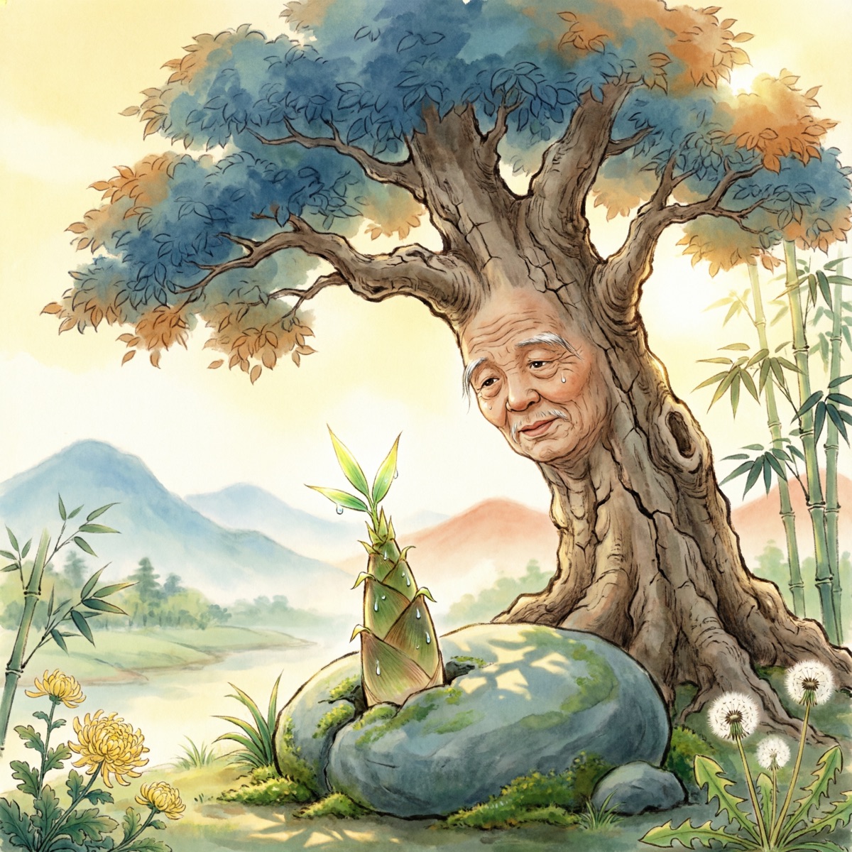 大樟树爷爷默默看着笋笋