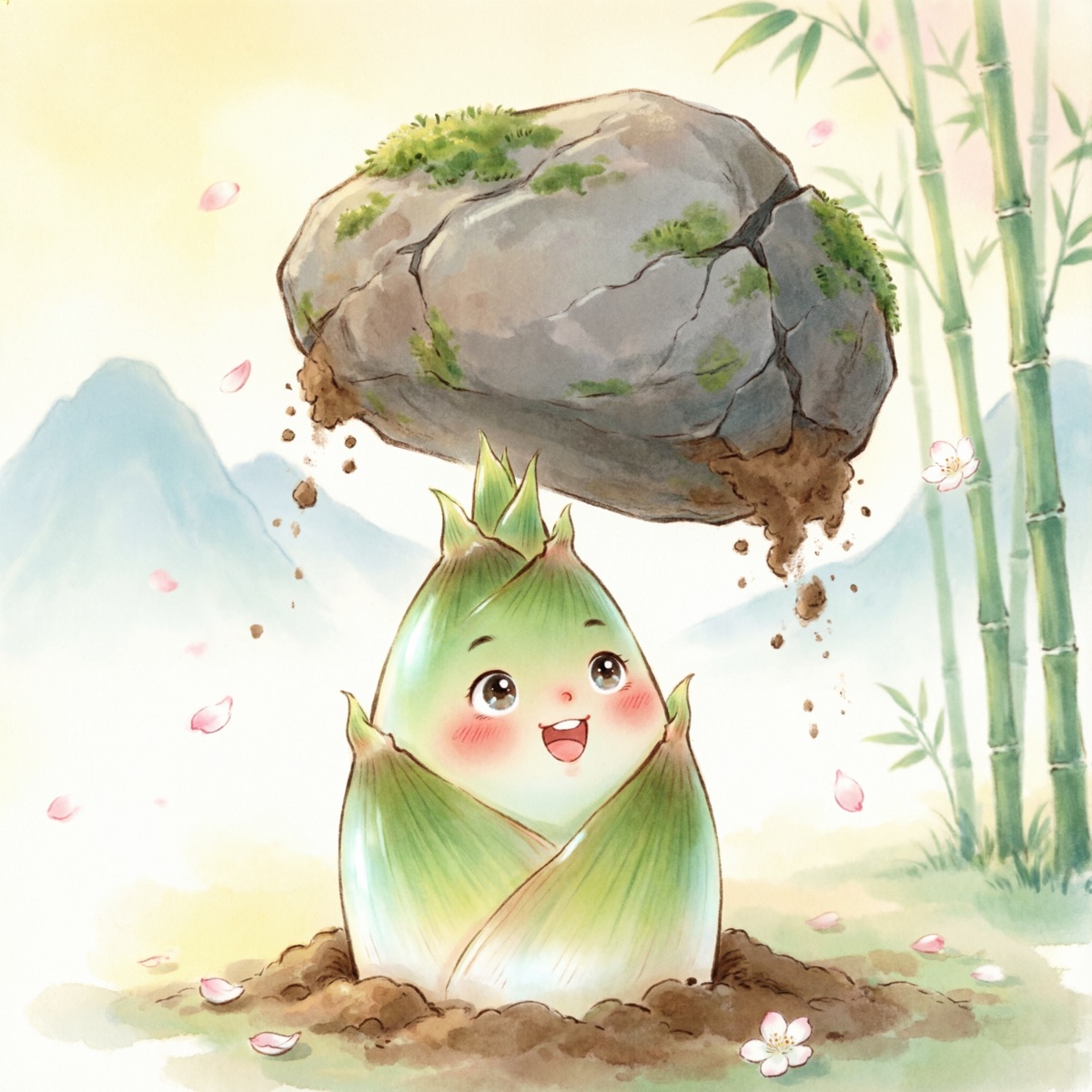 石头松动，笋笋惊喜