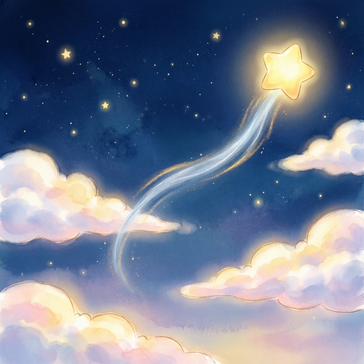 小星星从夜空中滑落下来