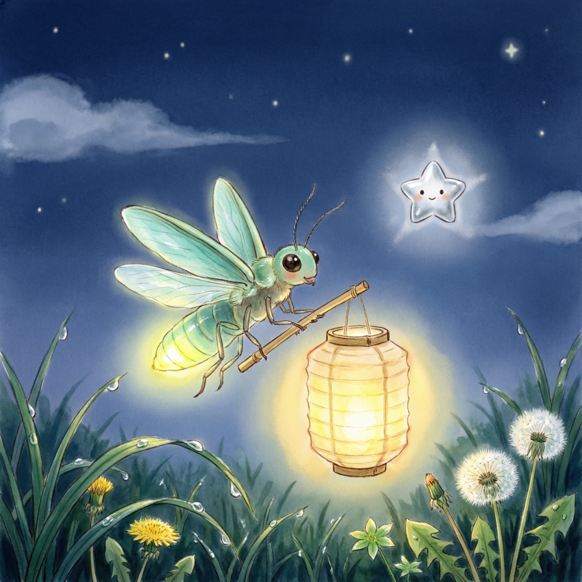 小萤火虫飞过来打招呼