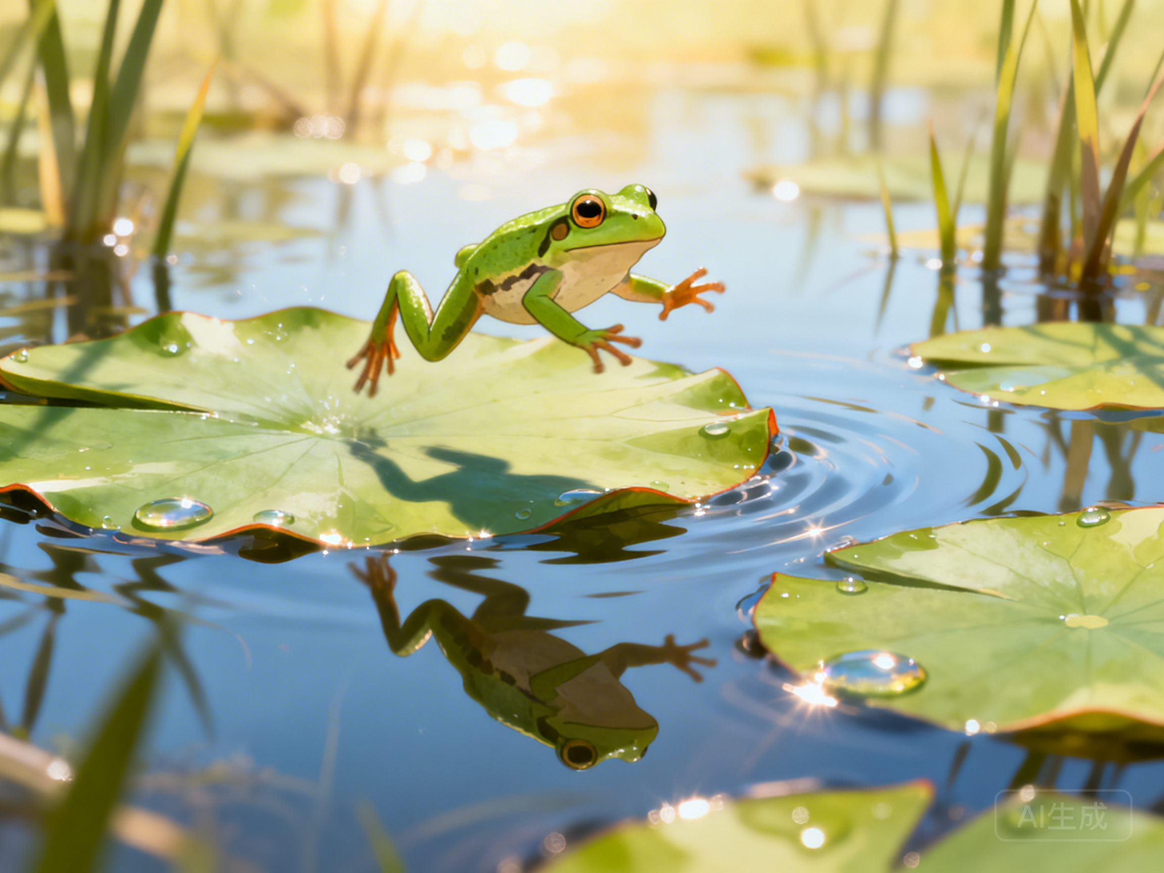 跳跃时看到倒影